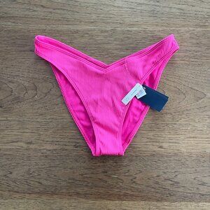 Hollister Hot Pink SMALL Women's Textured Cheeky Fit Bikini Swim Bottom NWT E